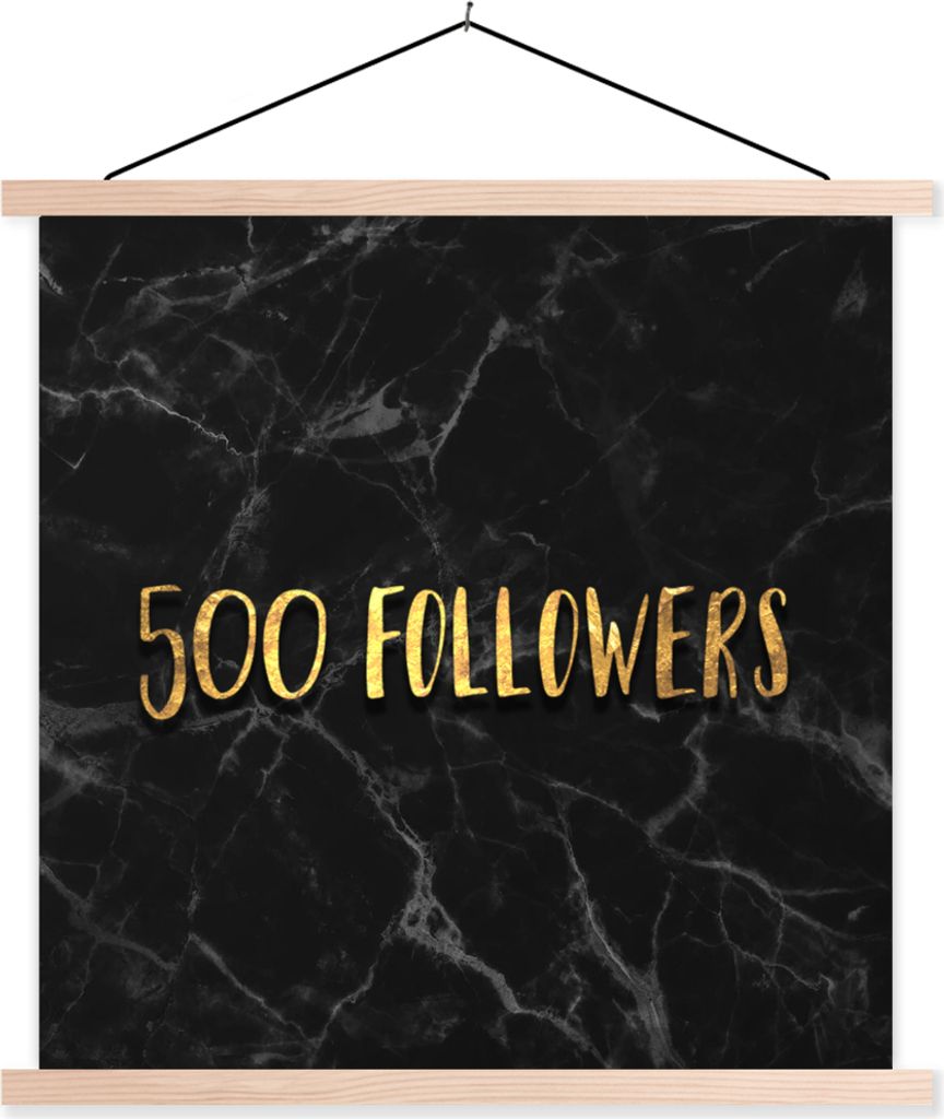 MuchoWow Textilposter Soziale Medien - Instagram - Gold - Marmor 60x60 cm mit holzfarbenen Rahmen - Wanddekoration
