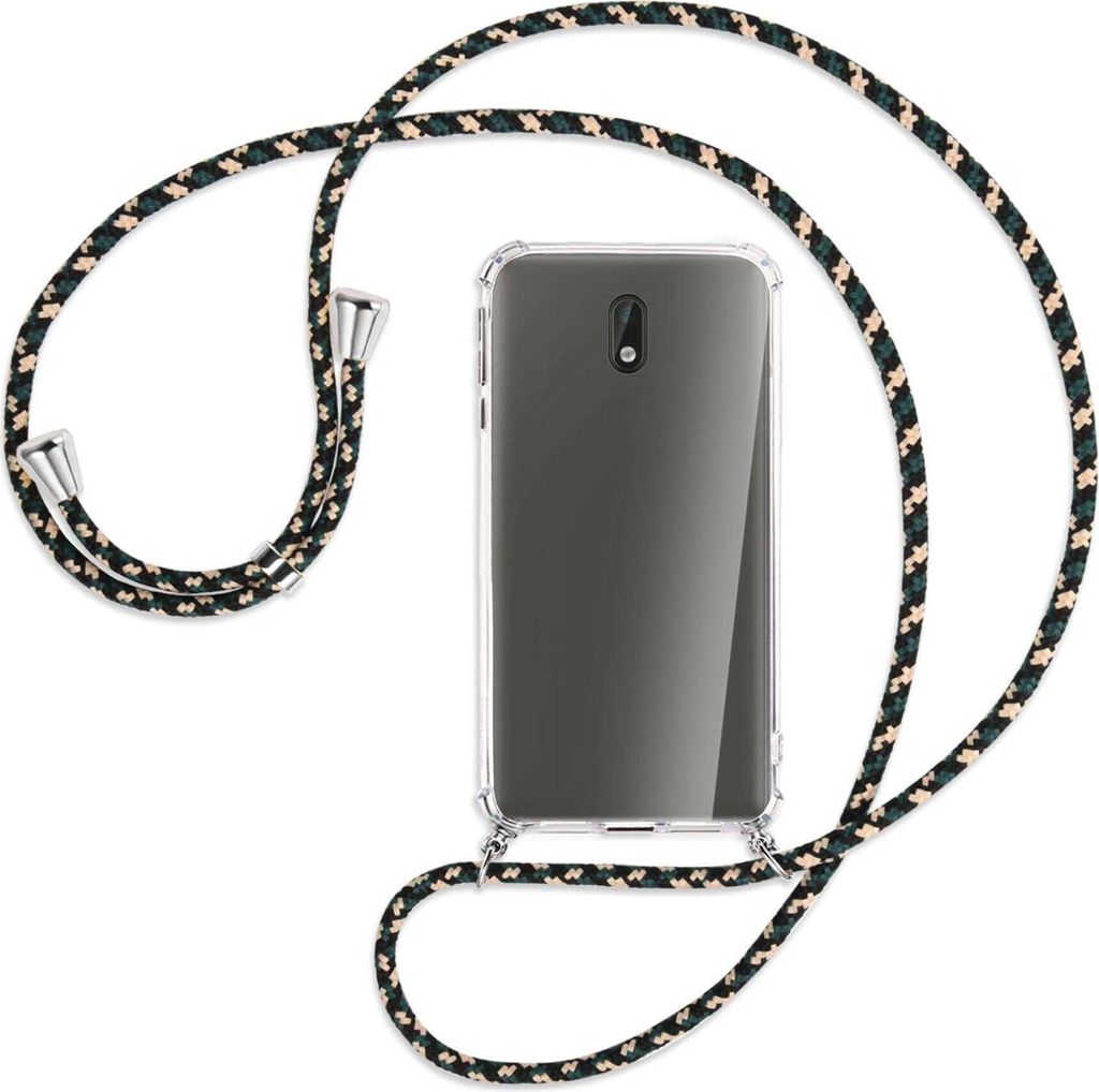 Handykette Backcover-Schutzhülle mit Band (Metall silberfarben) für Nokia 3 - camouflage