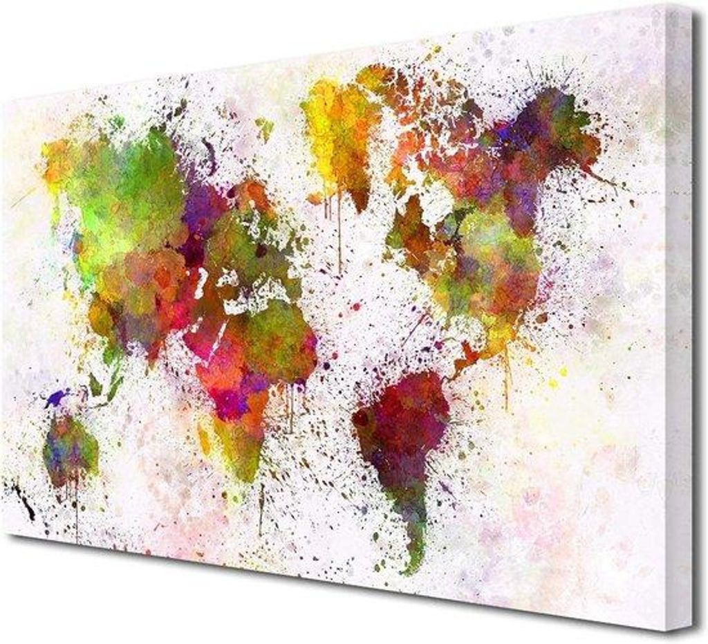 Kunstwerkeinband Canvas - Wanddeko für Wohnzimmer - Dekorative Karte - 150x100 cm - Farbige Kunstdrucke