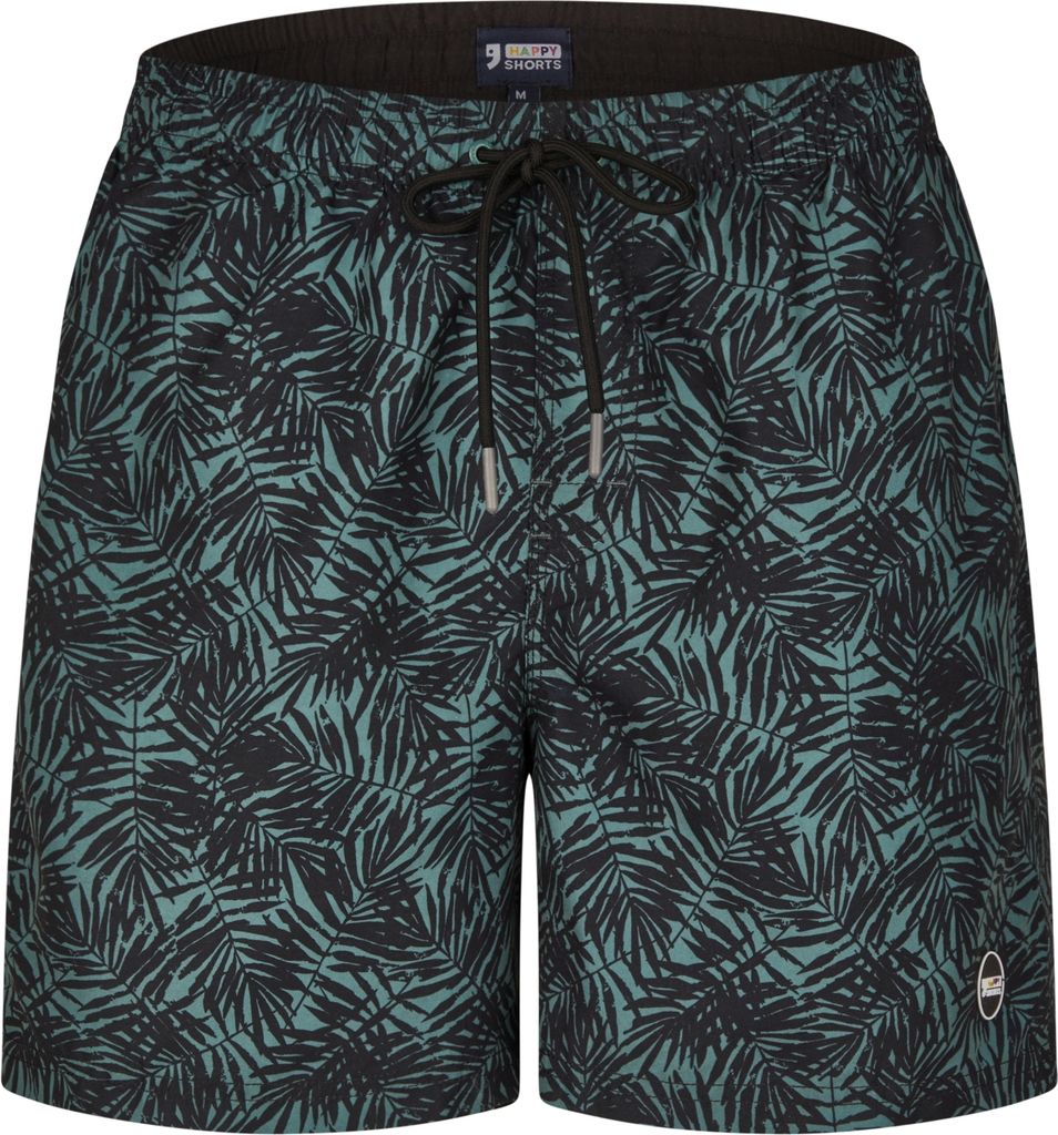 HAPPY SHORTS Herren Badeshorts Strandshort Palmenblätter Grün S - XXL - Grösse: S, Farbe: Palmenblätter