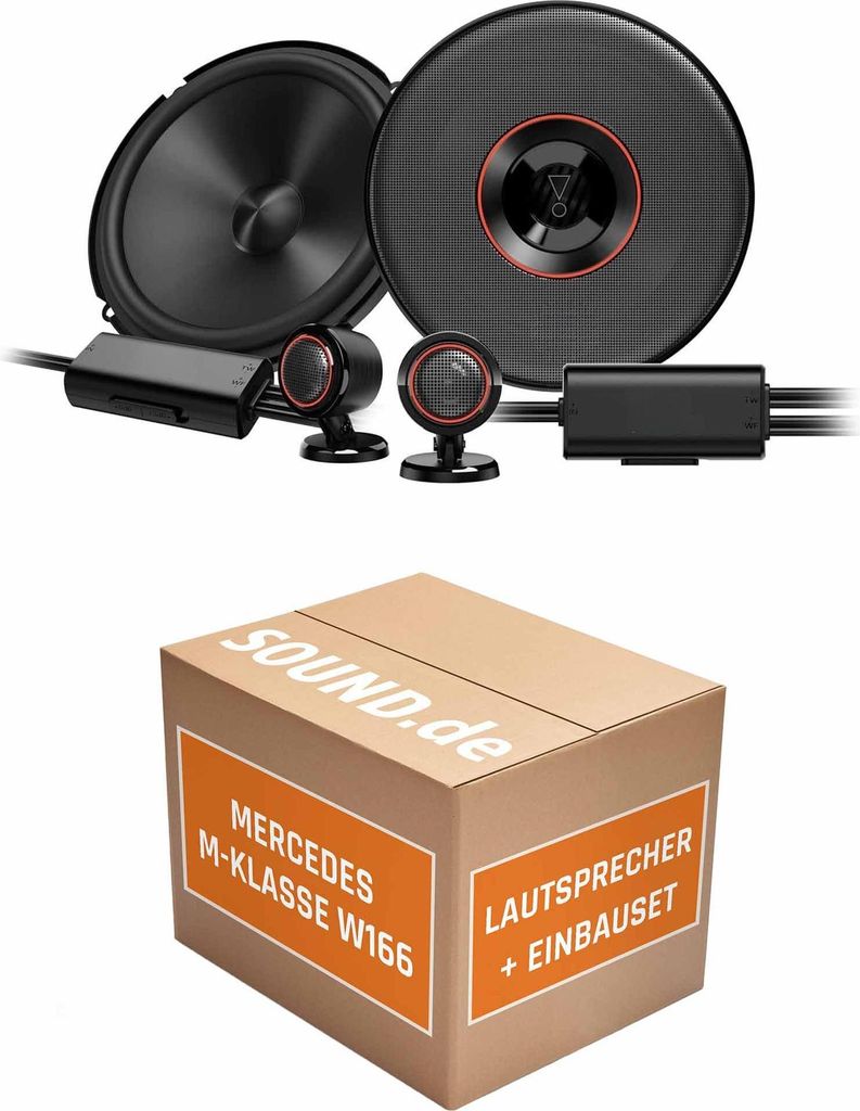 Lautsprecher Boxen Einbaupaket vorne JBL Club3 64CTP passend für Mercedes M-Klasse W166 | 2x Tief-Mitteltöner mit integriertem Hochtöner 210W MAX
