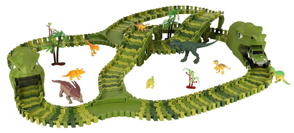 Racebaan dinosaurussen auto's 240 elementen Productafbeelding 