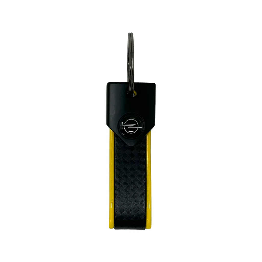 Portachiavi Sportivo Opel Giallo e Nero | Chiusura Ring 90x20mm