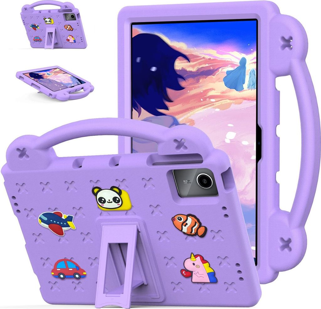 Schutzhülle für Xiaomi Redmi Pad SE 11" 2023 Niedliche Hülle für Kinder, Stoßfest mit Griff und Ständer Lila