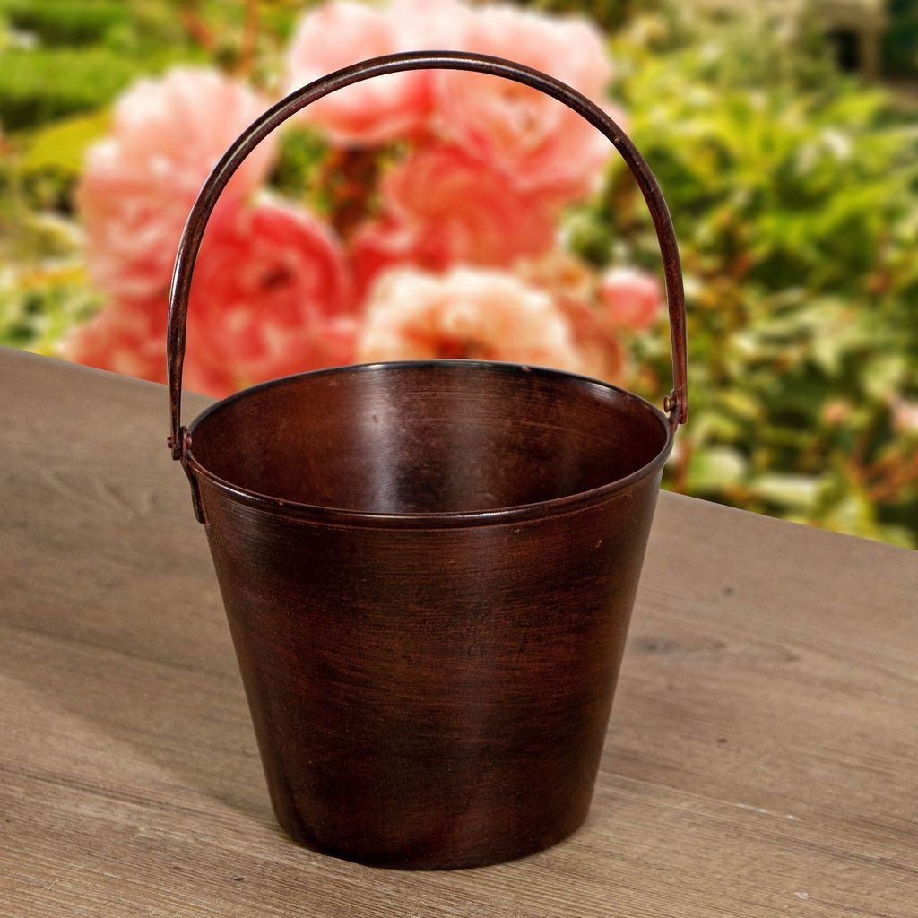 Eimer als Blumentopf, Bordeaux Rot. Henkel, Vintage, Landhaus