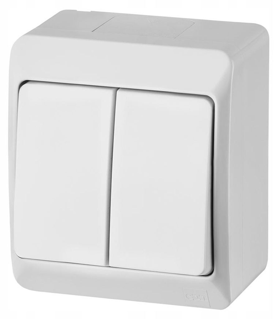 Elektro-Plast | Interruttore Doppio Hermes - Bianco - IP44 Immagine del prodotto 