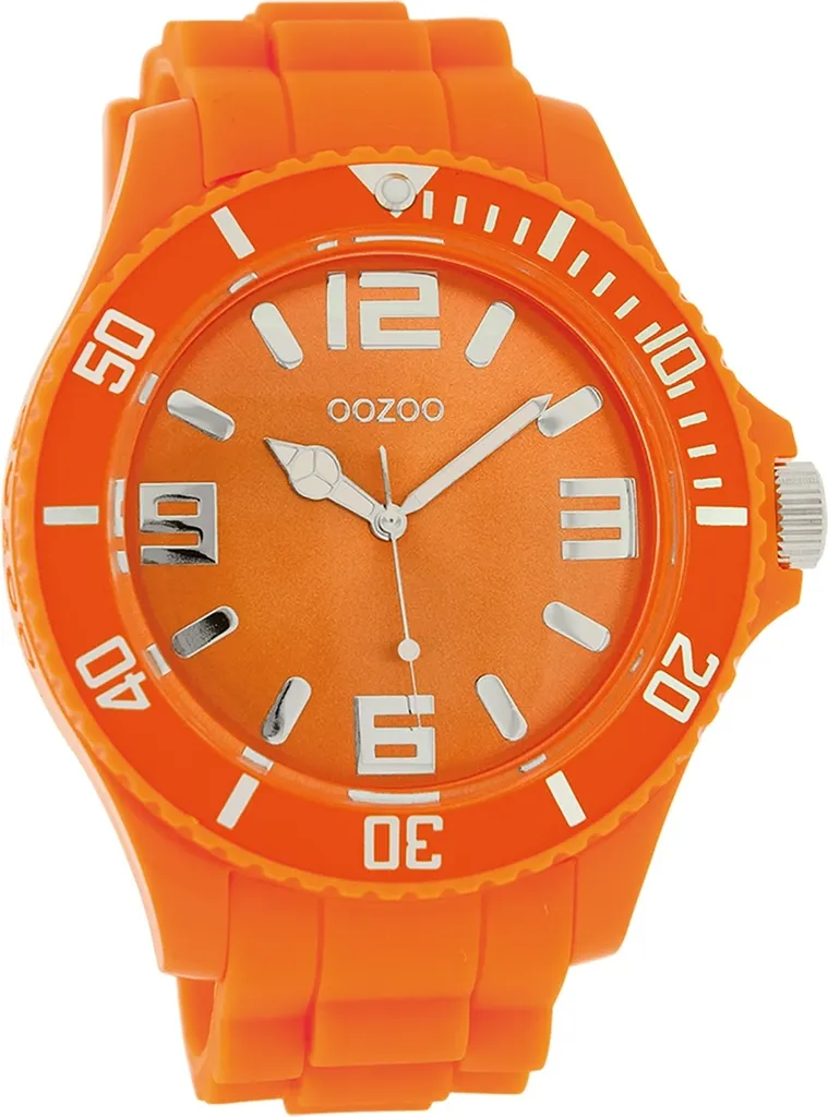 Montre à quartz analogique pour femme Oozoo avec bracelet silicone orange