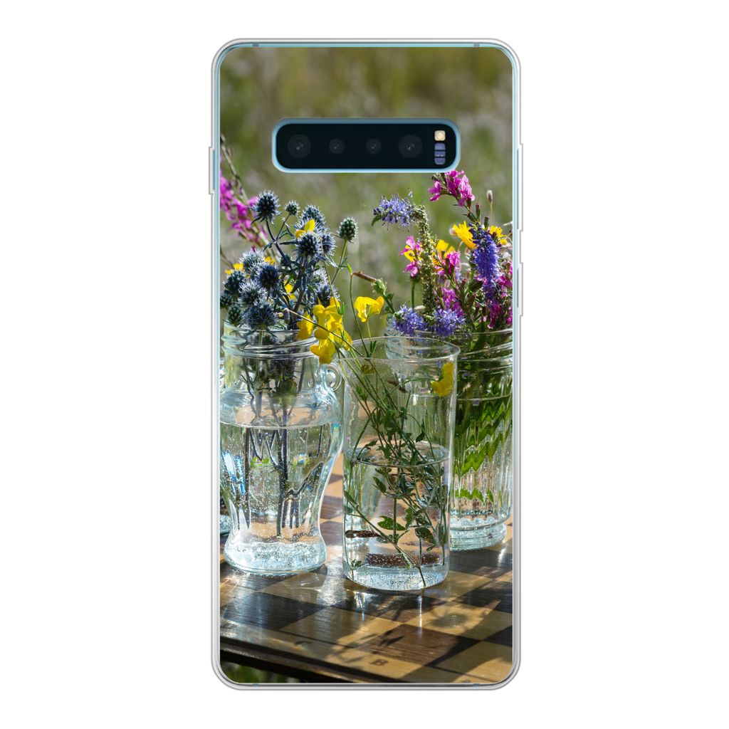 MuchoWow Handyhülle Schutzhülle Hülle für Samsung Galaxy S10 Lite Vase - Blumen - Farben Silikon Softcase Handy Hülle - Schutz