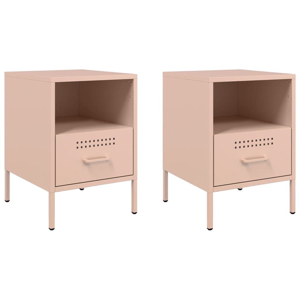 Nachttische 2 Stk. Rosa 36x39x50,5 cm Stahl Produktbild 
