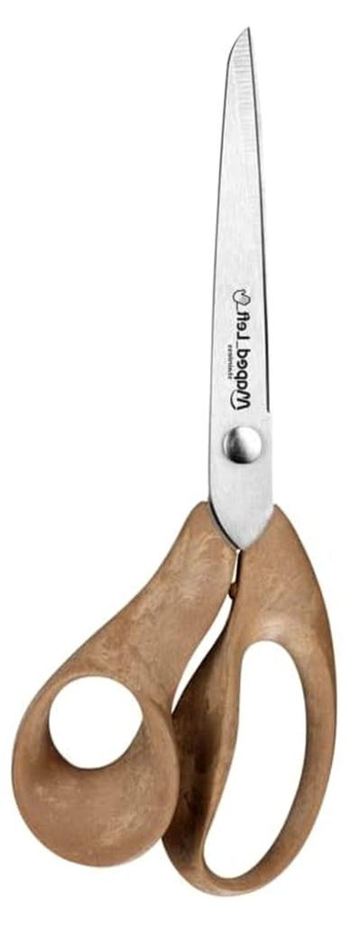 Nachhaltige Schere WOOD asymmetrisch 21 cm für Linkshänder - Griffe aus WPC-Holzverbundstoff - Ergonomische 3D-Griffe