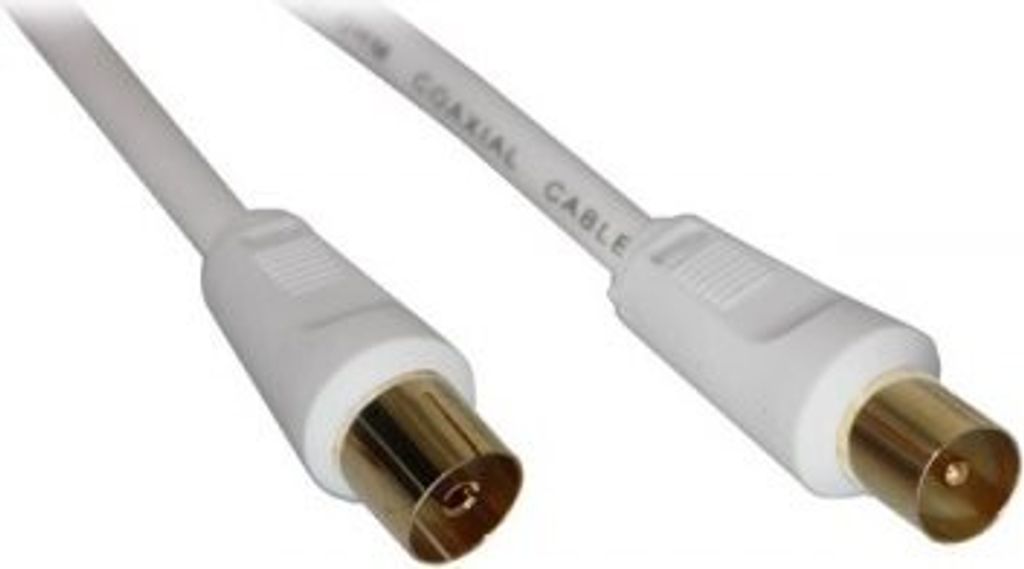 Goobay 67285 Antennenkabel (80 dB), 2x geschirmt, 5 m, Weiß - vergoldet, Koax-Stecker > Koax-Buchse (vollständig geschirmt)