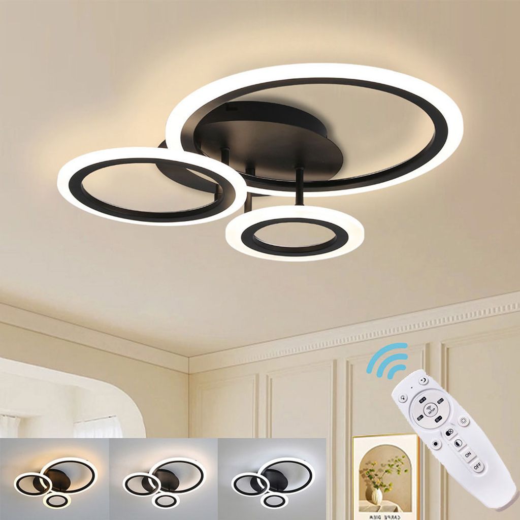 42W LED Deckenleuchte Dimmbar Deckenlamape mit Fernbedienung Wohnzimmer Modern Geometrisch Küchenlampe Deckenleuchten Wohnzimmerlampe für Flur Kr...