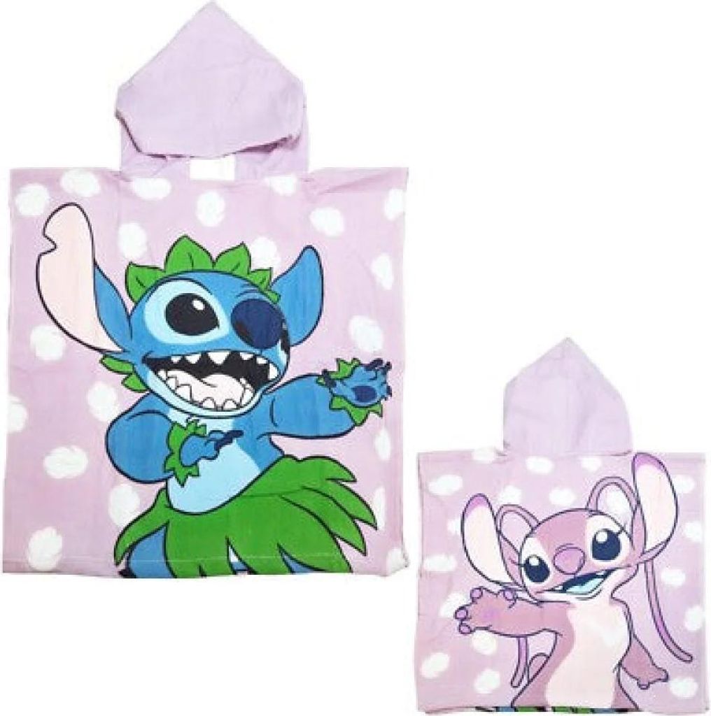 Disney Lilo Stitch Kinder Mädchen Mikrofaser Poncho Badetuch 55x110 cm – Rosa