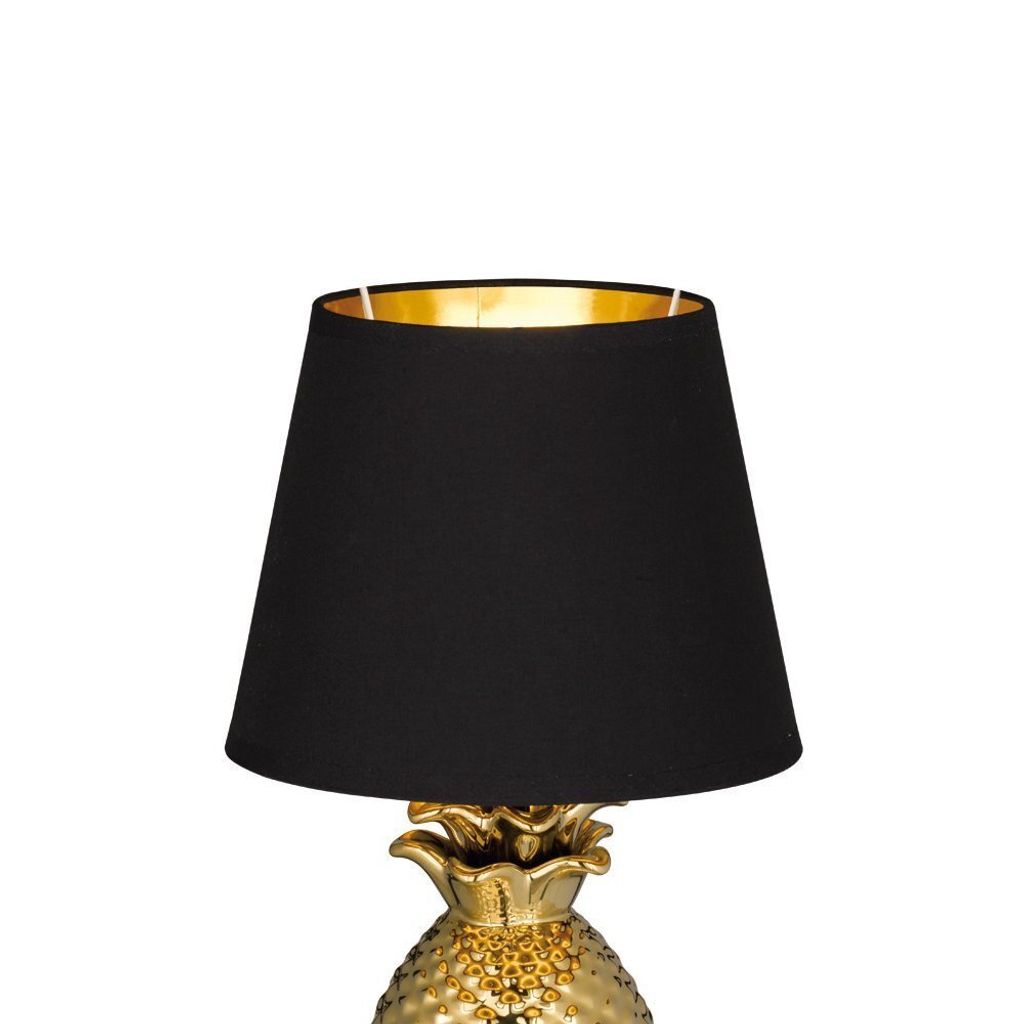 Tischlampe Ananas-Design – Keramikfuß Silber, Textilschirm Weiß, 43 Cm Hoch, Inkl. LED-Leuchtmittel