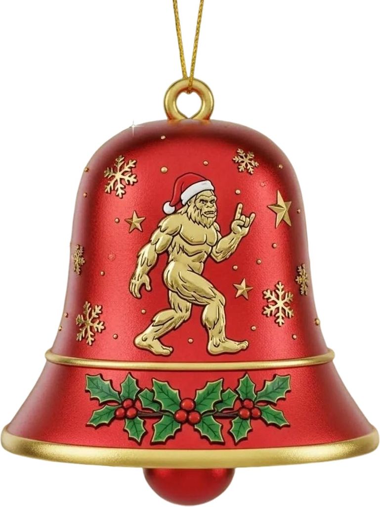 Big Foot Weihnachtsglocke, Ornament, Metallglocke, Weihnachtsbaum-Anhänger zum Aufhängen, Weihnachtsstrumpffüller, Geschenke für Big Foot-Liebh...