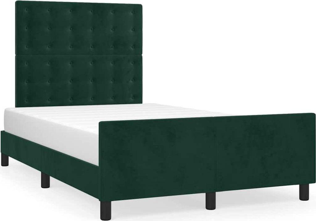 vidaXL Bettgestell ohne Matratze Dunkelgrün 120x190 cm Samt