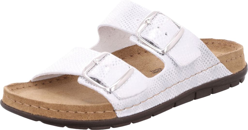 Rohde Damen Pantolette gemusterter Zweiriemer mit Schnalle Rodigo-D 5872, Größe:40 EU, Farbe:Silber