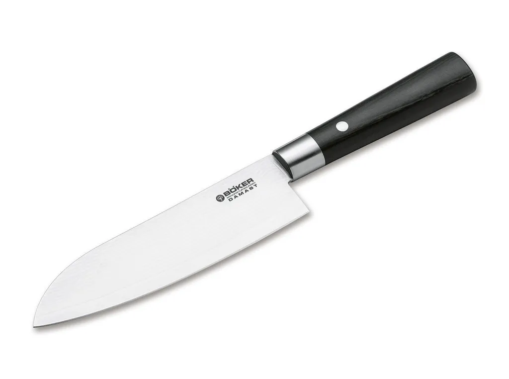 Couteau de cuisine Santoku Böker Damast Black lame damassée fixe