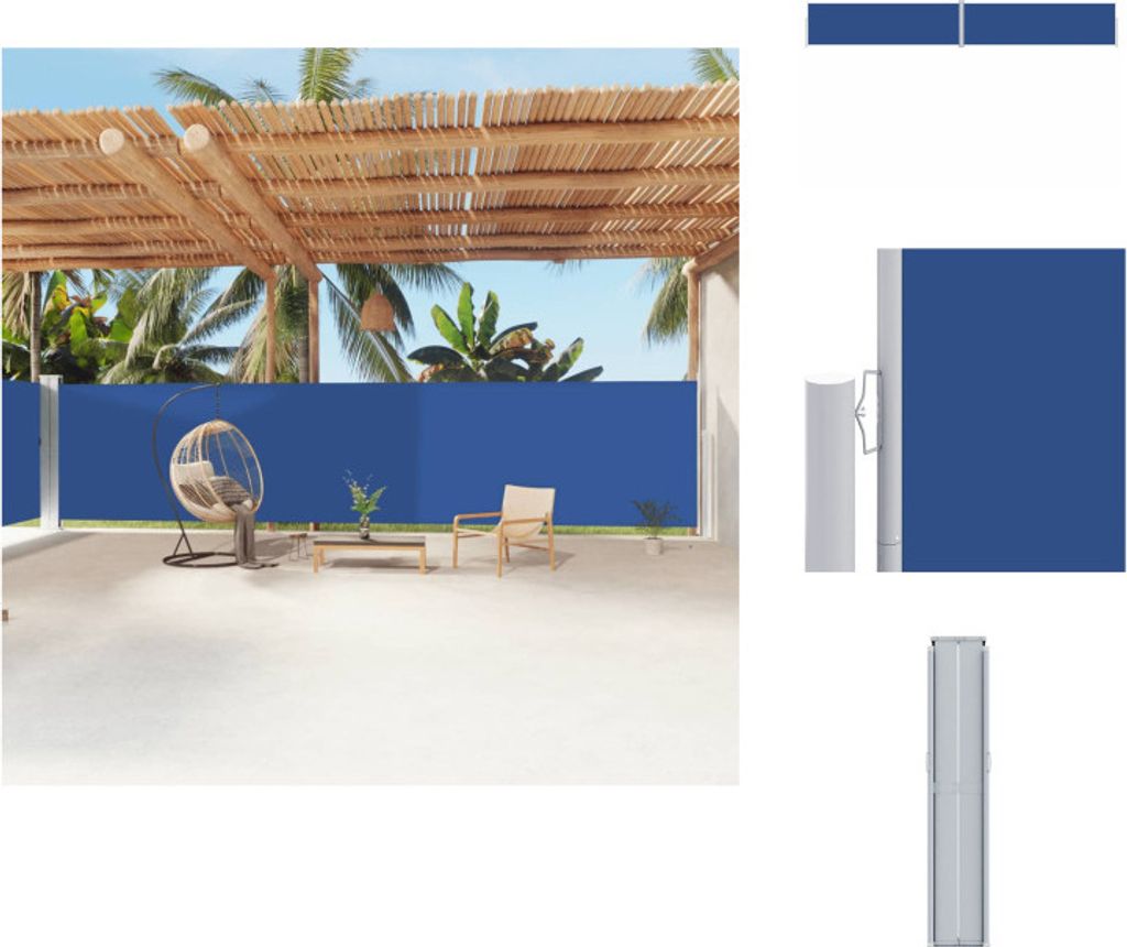 vidaXL Seitenmarkise Ausziehbar Blau 180x1200 cm - Sonnenschirme & Sonnenschutze