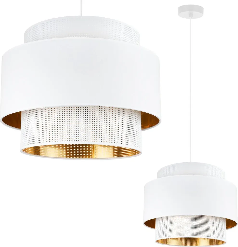 Asti Trio Lampadario Sospensione 40cm Oro Bianco - Illuminazione Interni