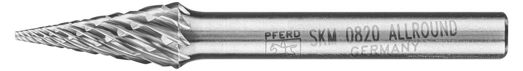 PFERD TOOLS Hartmetall Hochleistungsfrässtift ALLROUND Spitzkegel SKM Ø 08x20mm Schaft-Ø 6mm universal grob