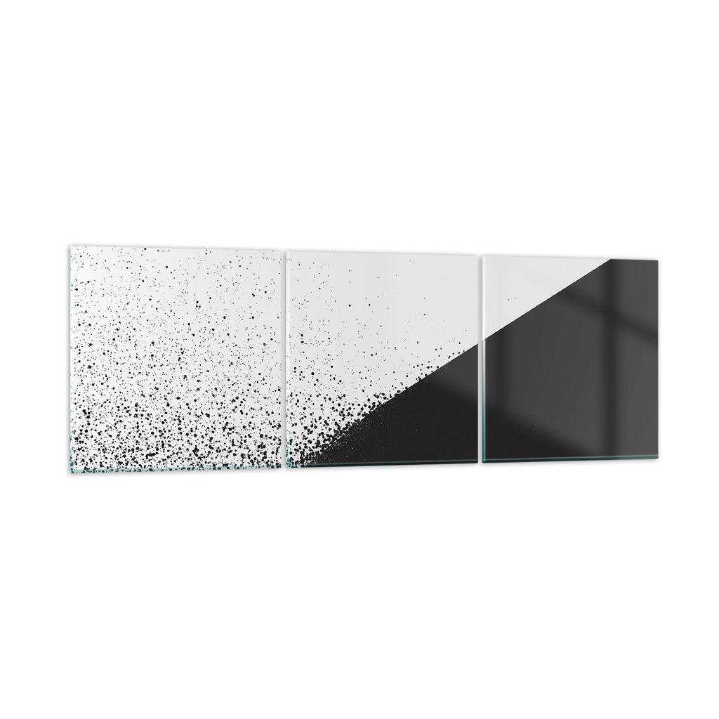 Bilder auf glas - 3 Teile - Schwarzweiß Hintergrund Geometrie - 120x40cm - Glasbilder - Wandbilder - Bilder - Wanddekoration aus Glas - Glas Bilde...