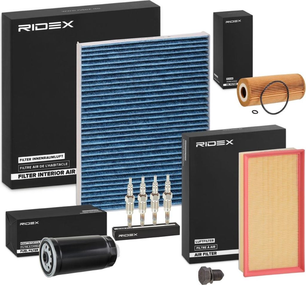 RIDEX Inspektionspaket Filterset für VW Golf IV Schrägheck (1J1) Golf IV Variant (1J5) Bora Limousine (1J2) New Beetle Schrägheck (9C1, 1C1)