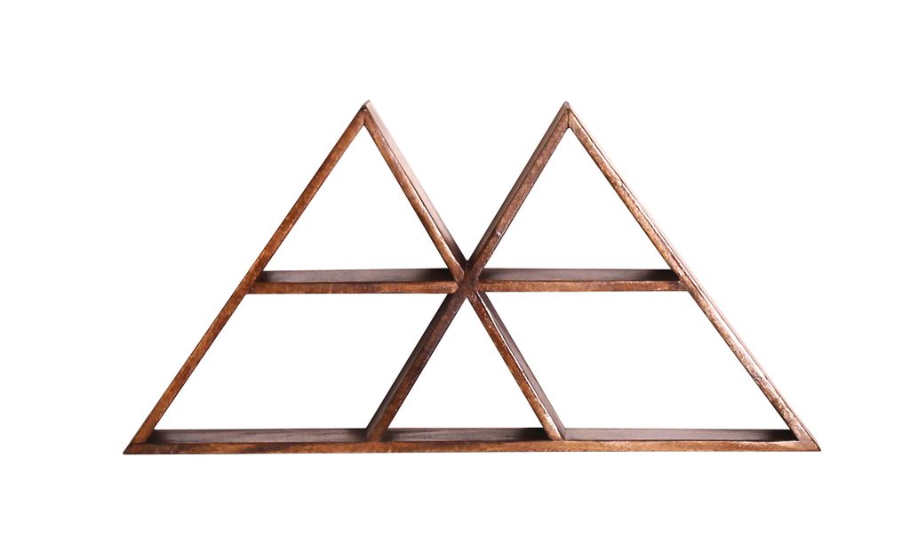 Möbilia Wand-Regal | 2 Dreiecke | Mango-Holz | B 70 x T 10 x H 35 cm | natur | 22020006 | Serie REGAL
