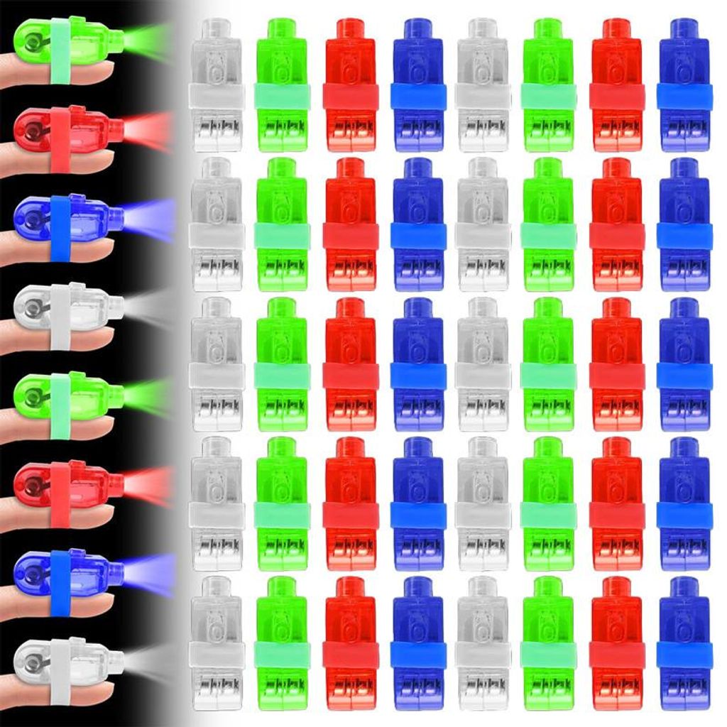 40er Set LED Fingerlichter, bunte Leuchtringe für Party, Produktbild 