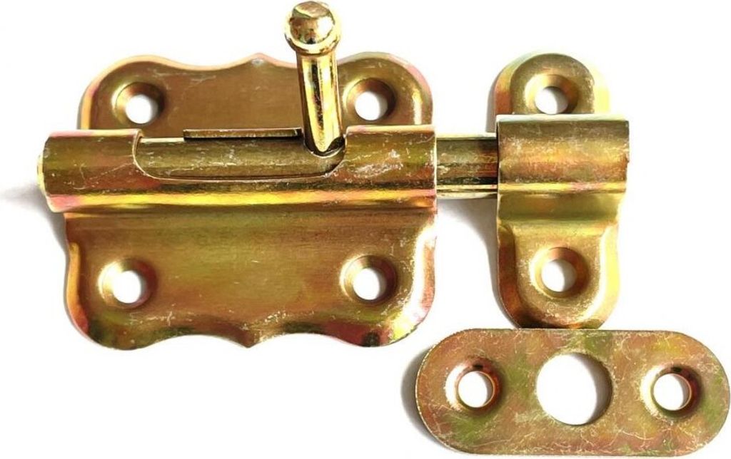 BKshop | Türriegel - 40x40 mm - Gelb Verzinkt - Für Türen und Schränke - Torriegel - WO 40 - Rundbolzen