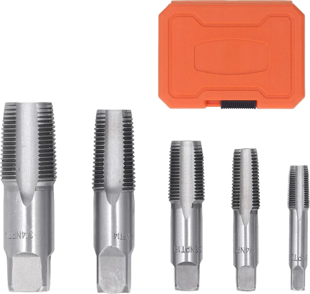 Ensemble de Tarauds pour Tubes Filetés NPT en Acier Carbone 5 Pièces