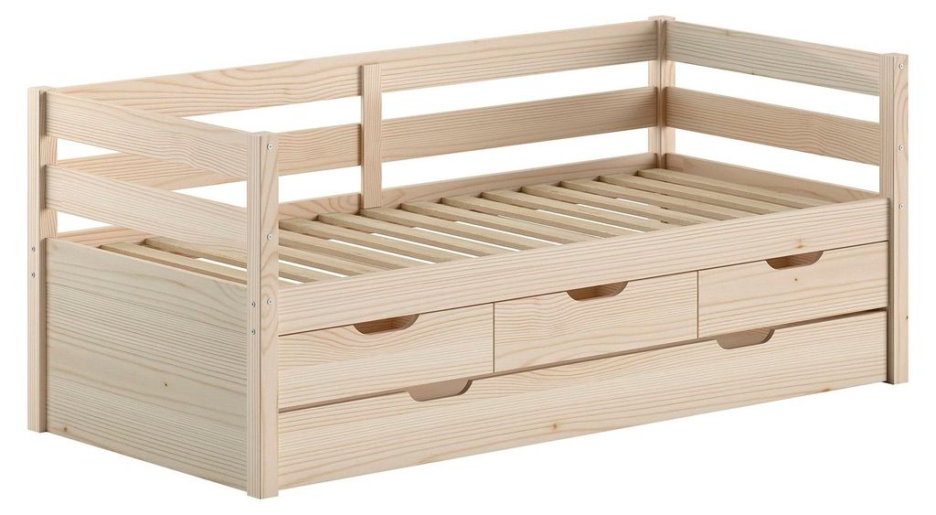 Kojenbett Kelda 90x200 mit Bettschublade Kiefer Massivholz Milky Pine