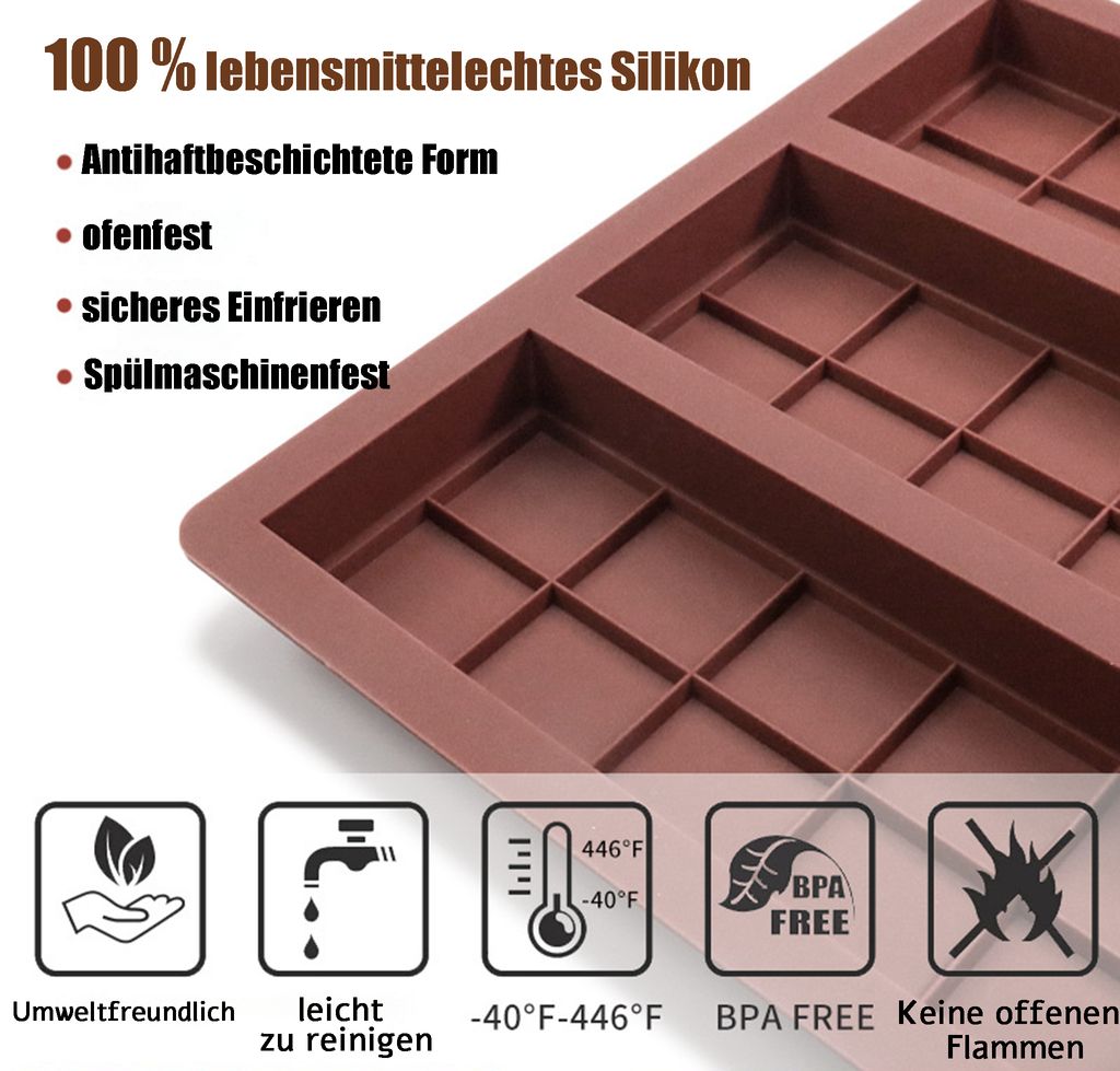 4 Stück,Schokoladenform Silikon Schokoladentafel Form Produktbild 4