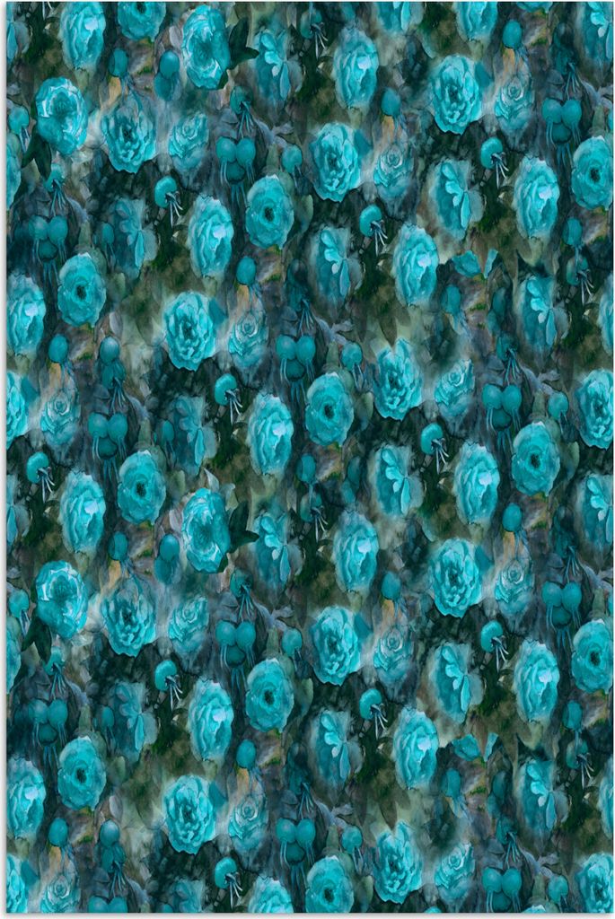 MuchoWow Poster Blumen - Rosen - Blau 40x60 cm - Plakate für die Wand - Poster Babyzimmer
