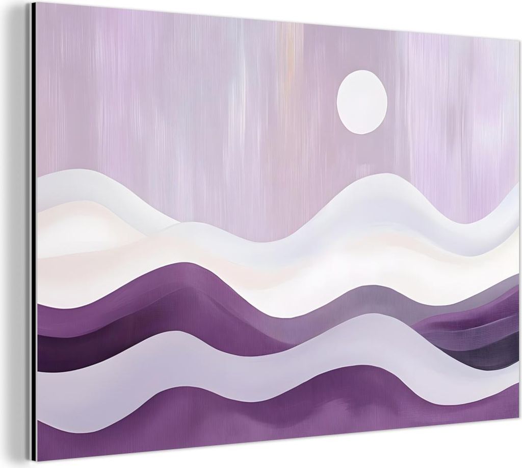 MuchoWow Wanddekoration Metall Metallbild Wandkunst 150x100 cm Wellen - Hügel - Abstrakt - Lila MuchoWow Aluminium Gemälde - Alu Dibond Bild
