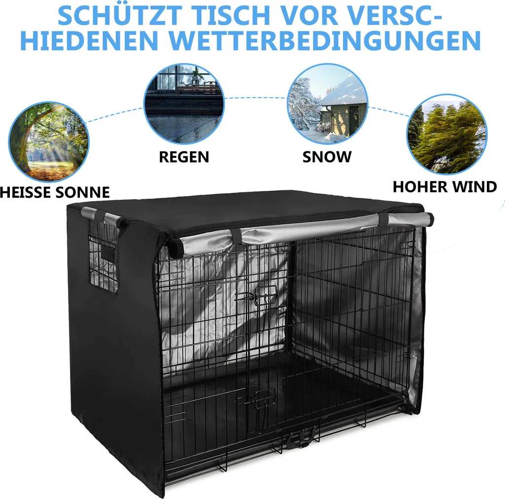 Copri gabbia per cani Copri gabbia per cani con finestra di ventilazione, 107x69x75cm, nero