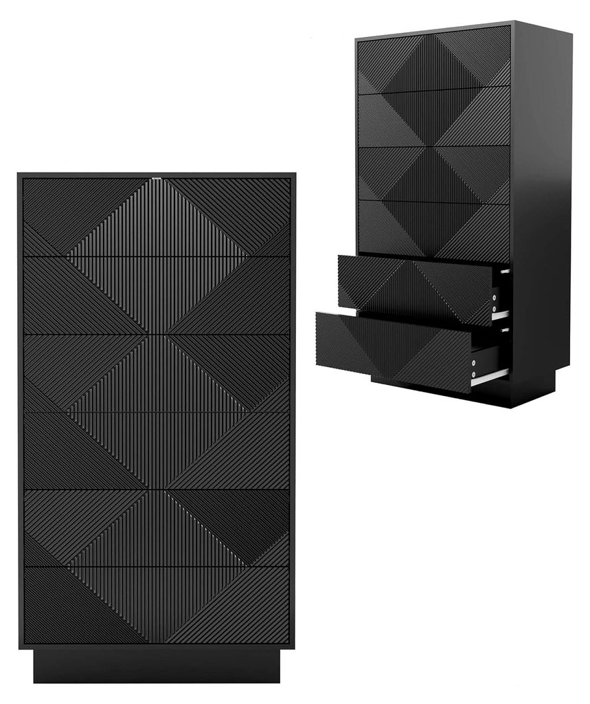 Kommode mit 6 Schubladen, Drucktüröffner Push to Open, schmal, Mehrzweckschrank, Sideboard, Beistellschrank für Wohnzimmer, Schlafzimmer, Flur, ...