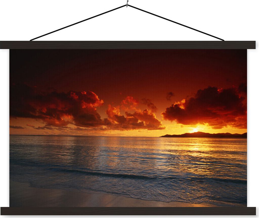 MuchoWow Textilposter Himmel - Strand - Farbe 90x60 cm mit schwarzem Rahmen - Aufhängungssatz