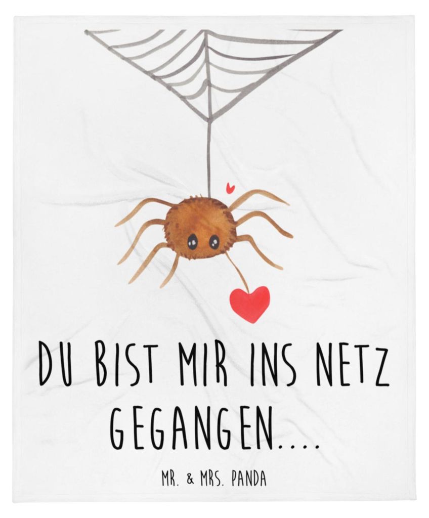 Mr. & Mrs. Panda Wohndecke Spinne Agathe Liebe - Weiß - Geschenk, Kuscheldecke, Verliebt, Decke, Tagesdecke, Winterdecke, Sofadecke, Liebesbeweis,...
