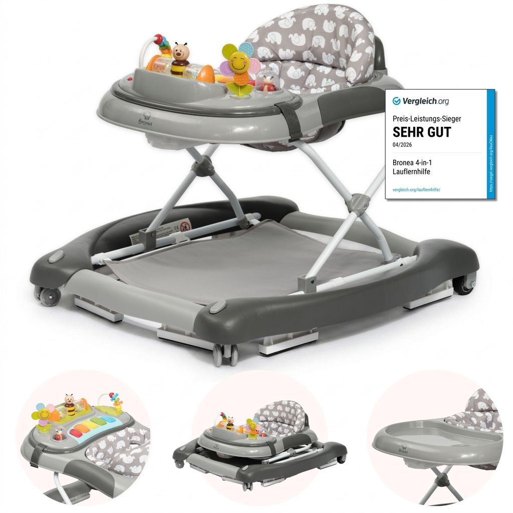 BRONEA® 4-in-1 Gehfrei Baby Lauflernwagen Schaukel Produktbild 