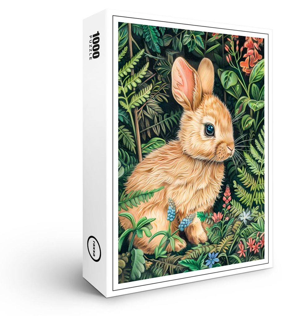 raxxa Premium-Puzzle "Hare Among Forest Ferns", 1000 Teile