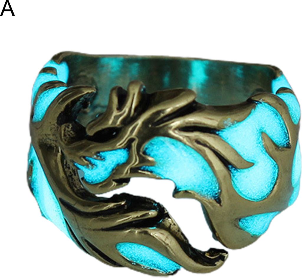 Leuchtender Ring, auffälliger, rostfreier, leuchtender Herrenring in Drachenform für Studenten-#20 A