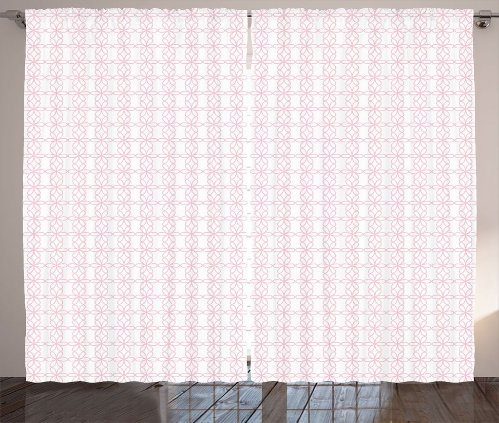 ABAKUHAUS Blumen Rustikaler Vorhang, Zusammenhängende Blumen Linien, Wohnzimmer Universalband Gardinen mit Schlaufen und Haken, 280 x 225 cm, Hell...