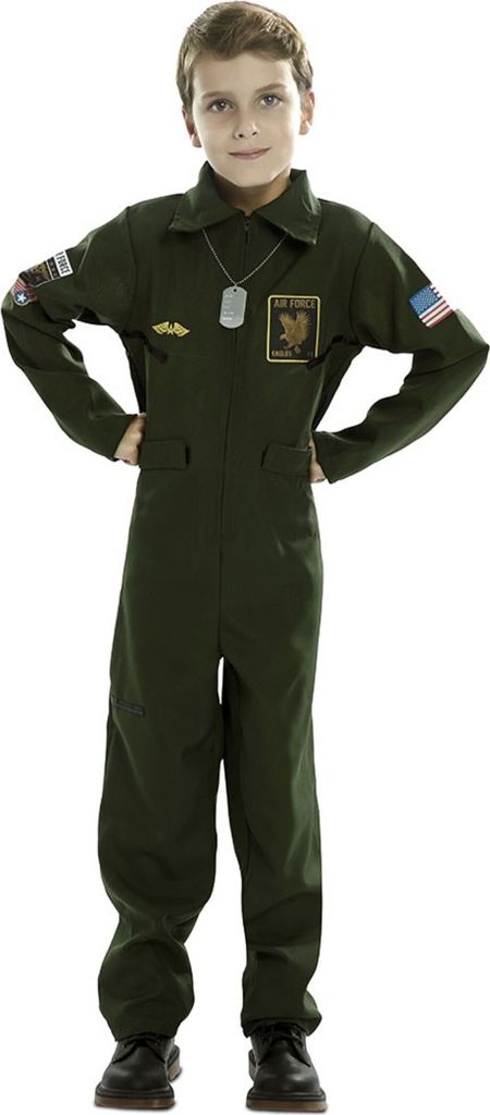 Piloten-Jungenkostüm Kampfpilot Faschingskostüm dunkelgrün