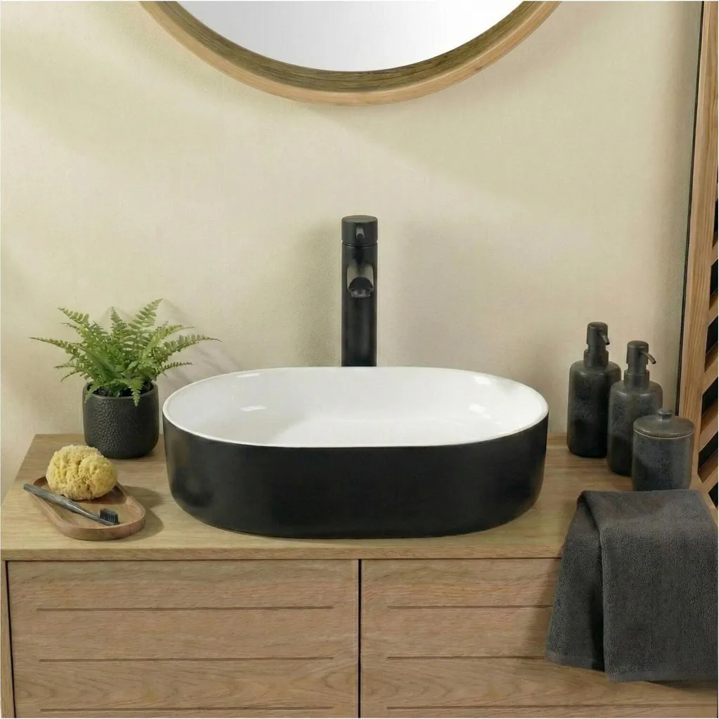 Vasque à poser salle de bain YDRA bicolore rectangulaire 50cm - 2