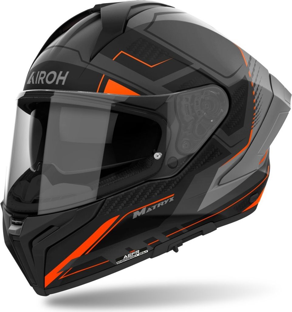 Integralhelm Schutzhelm Crosshelm AIROH MATRYX ROCKET Schwarz Orange Größe M