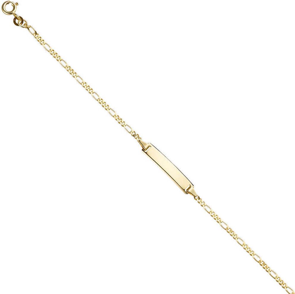 Schildband Figarokette Schildarmband für Gravur ID 333 Gelbgold 16,5-18,5cm