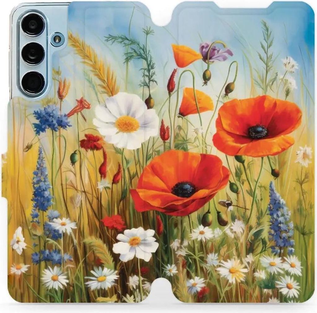 Handyhülle mit klappe für Galaxy M55 5G, Mobiwear Book, Wiesenblumen
