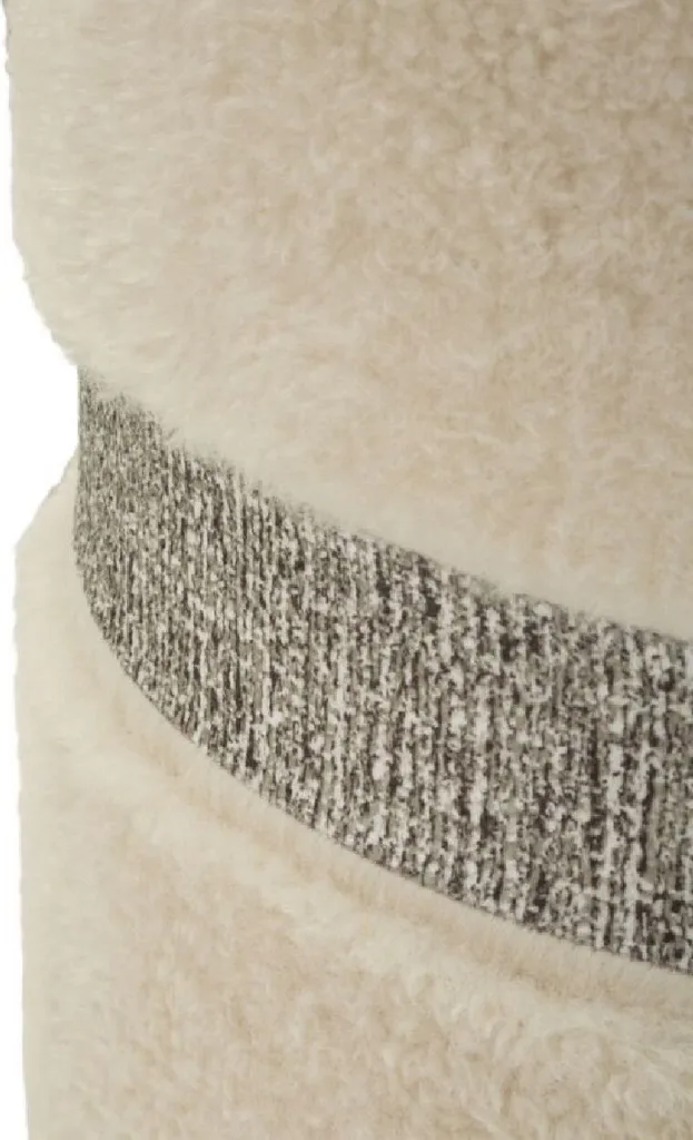 Pouf de Rangement en Tissu Crème Saint-Moritz - Lot de 2 Tabourets - 6