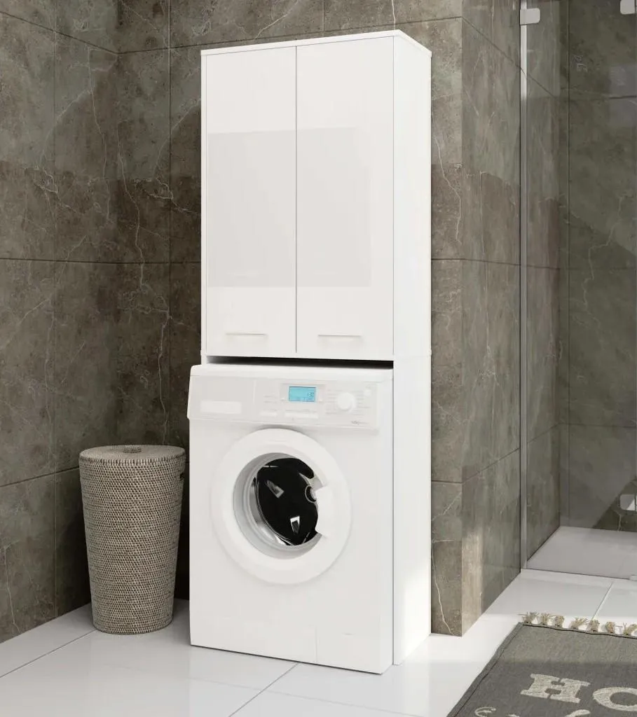 Meuble de rangement WC et lave-linge MERALYA blanc laqué haute qualité